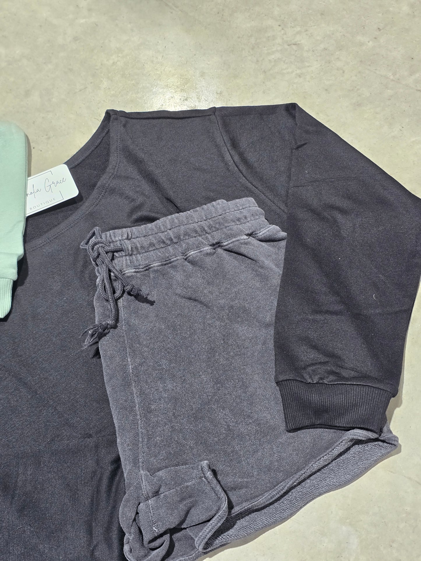 Acid Washed Elastic Waist Shorts