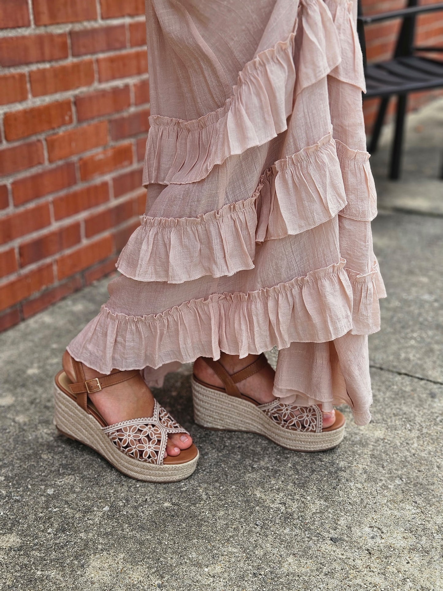 Flowy Tiered Ruffle Maxi Skirt
