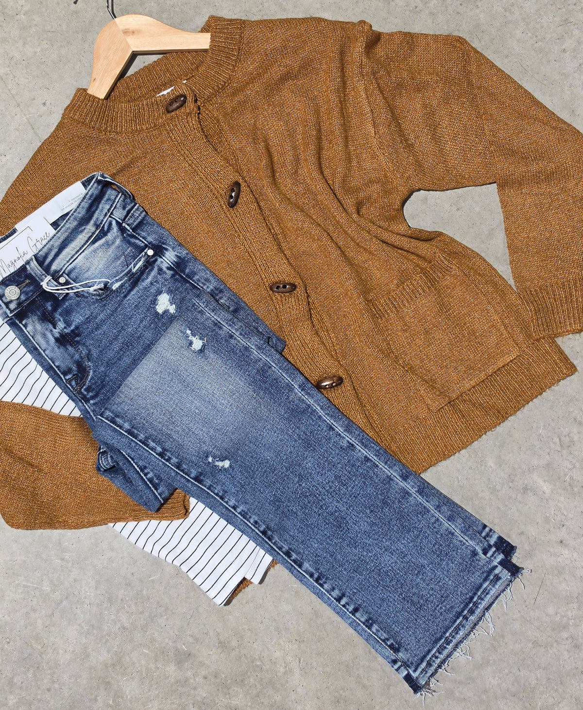 Button Down Camel Sweater