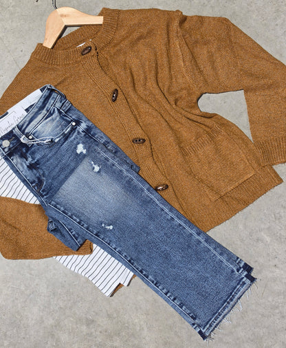 Button Down Camel Sweater