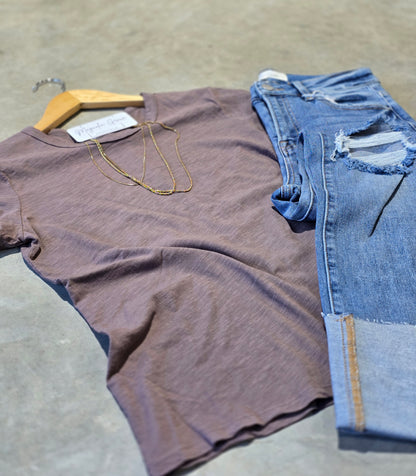 Cocoa Dyed Cotton Slub Tee