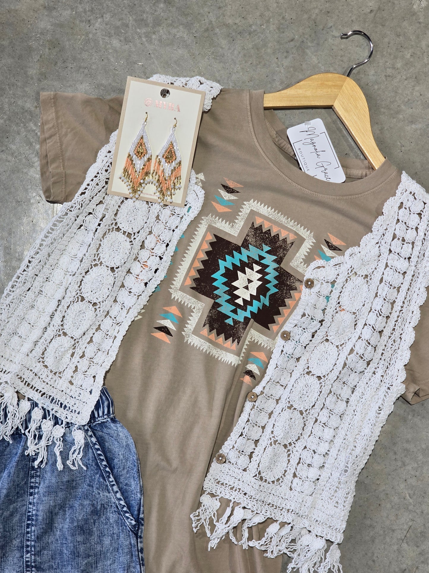 Button Down Crochet Vest Cardigan FRINGE