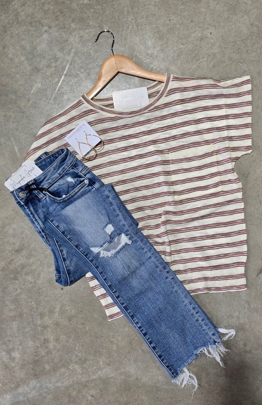 Chest Pocket Striped Sweater