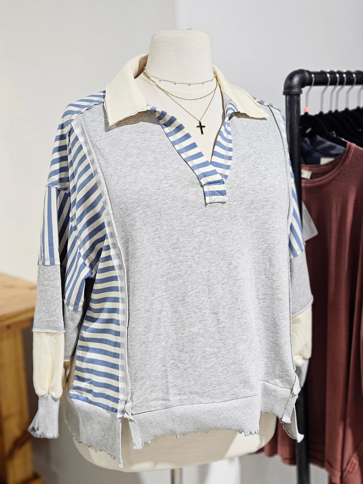 Curvy Vintage Stripe Rugby Sweatshirt