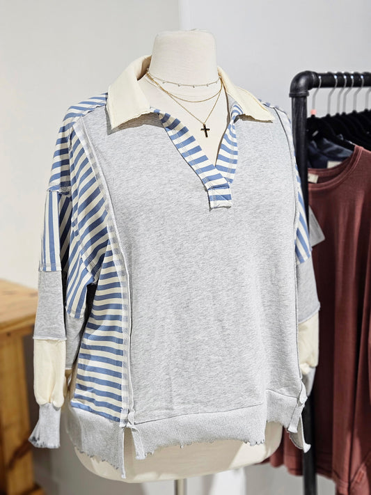 Curvy Vintage Stripe Rugby Sweatshirt