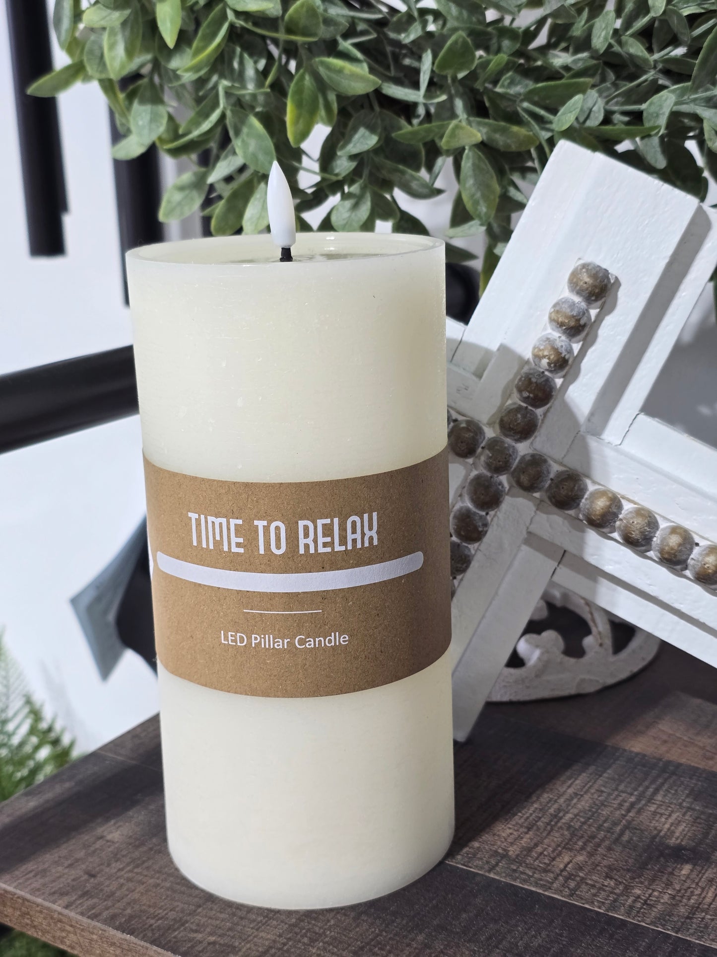 White LED Pillar Candle 8in