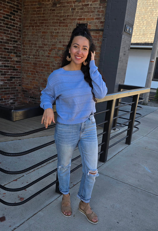 French Blue Knit Pullover