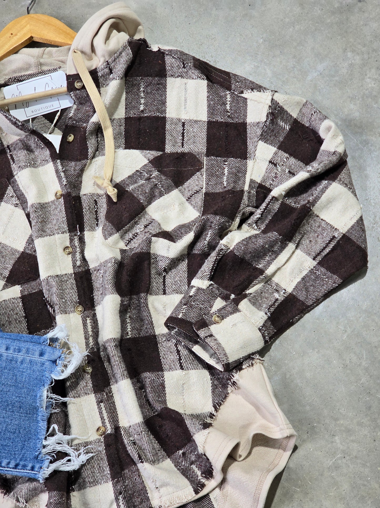 Flannel Hooded Button Down