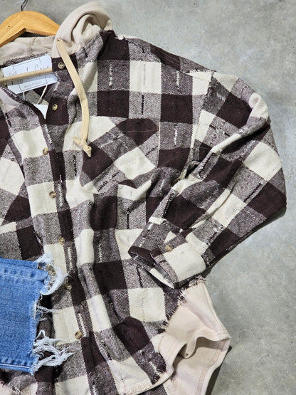 Flannel Hooded Button Down