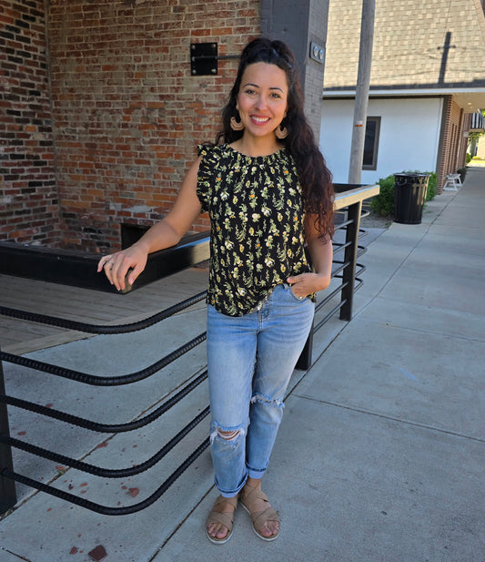 Floral Ruffle Sleeveless