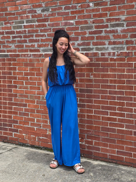 Blue Wide Leg Jumpsuit