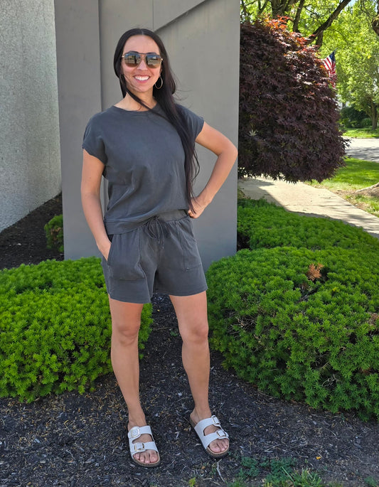 Sleeveless Crew Neck Top and Shorts Set