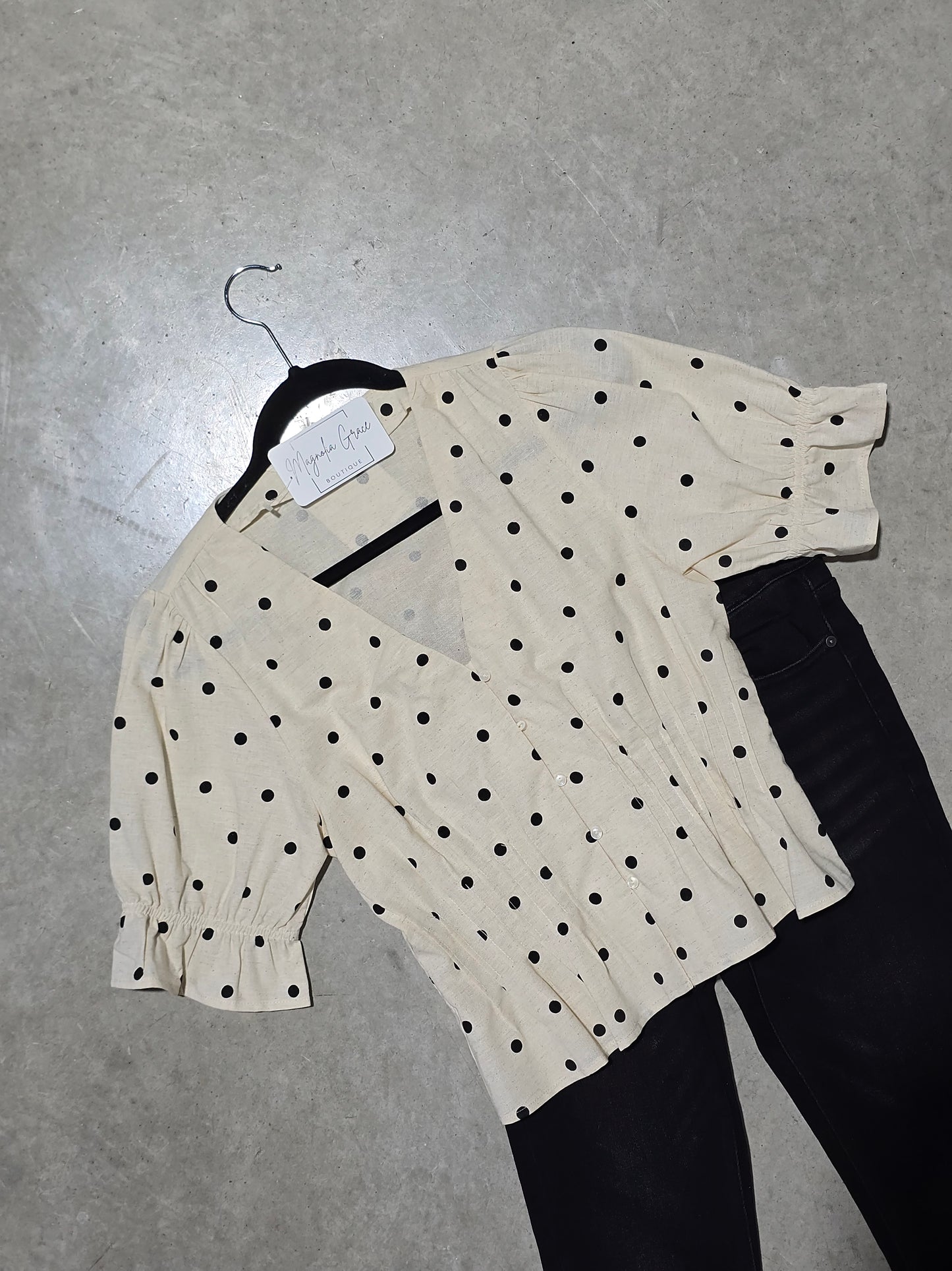 Polka Dot Peplum Blouse