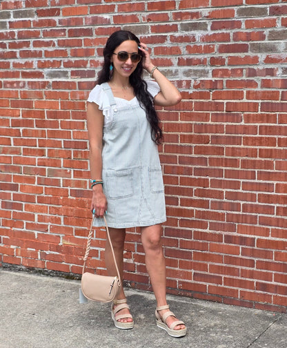 Stripe Denim Overall Mini Dress