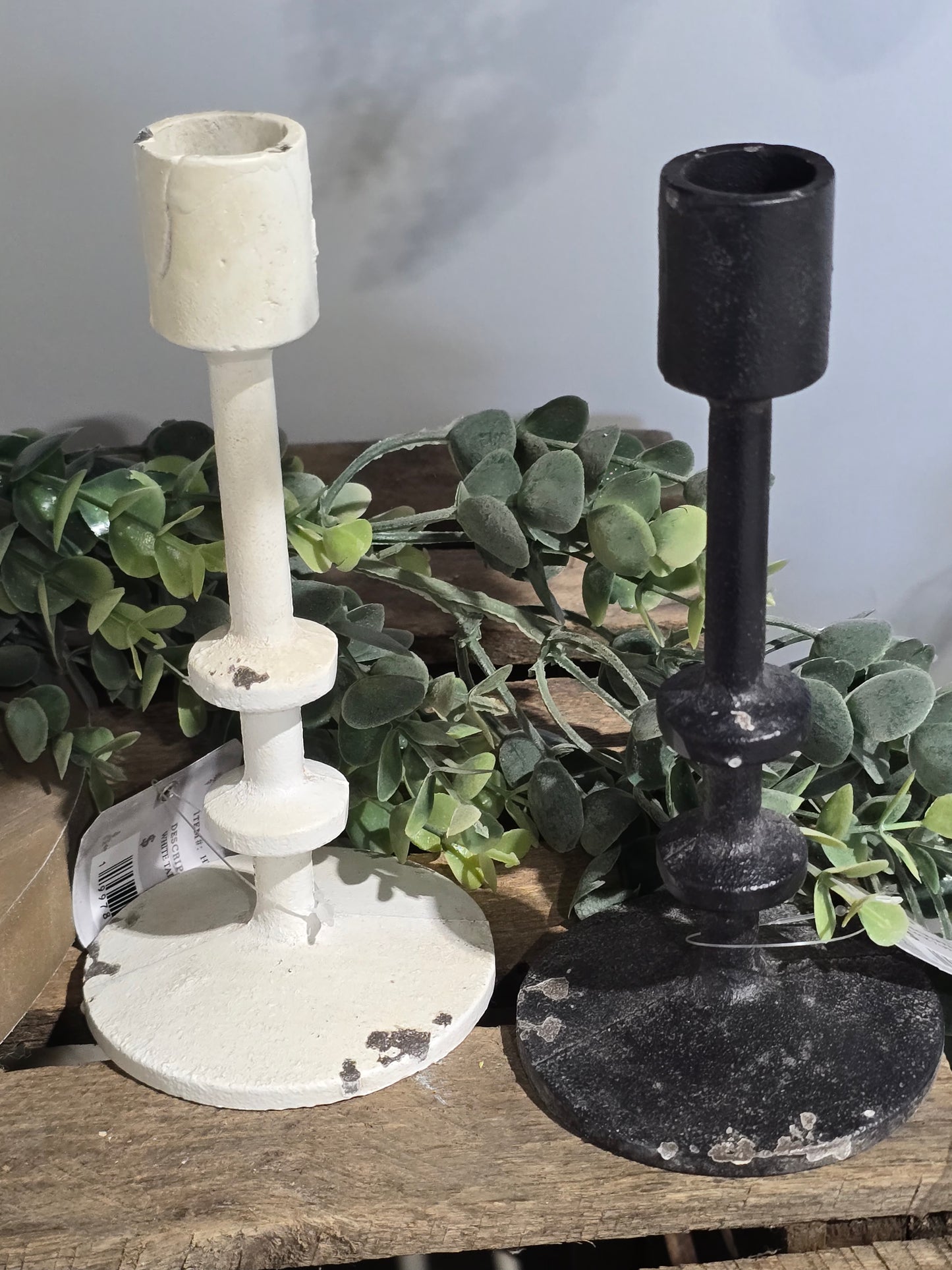 8in Aged Taper Candle Holder