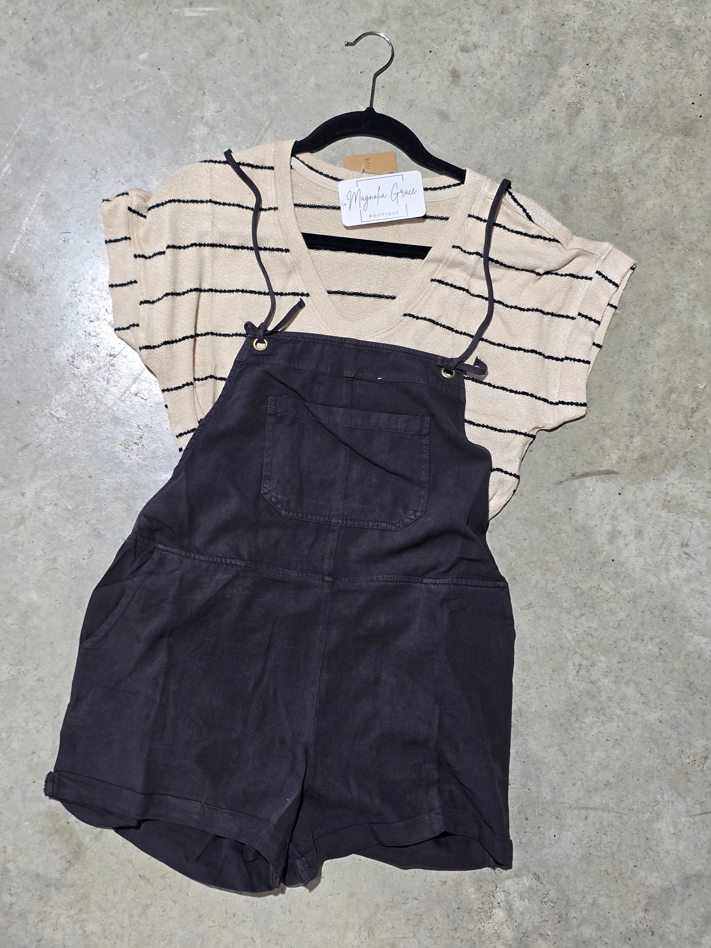 Spaghetti Tie Strap Overall Shorts