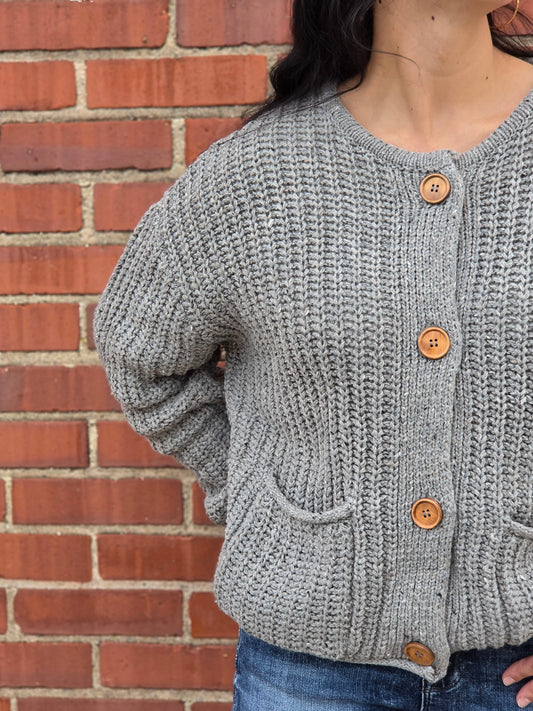Marled Chunky Knit Cardigan