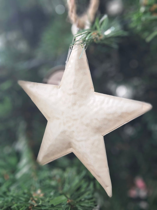 Metal White Star Ornament