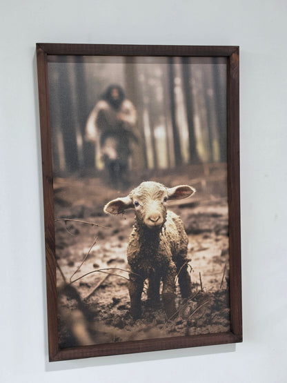 I Am Found Collection Framed Linen Art - Lamb