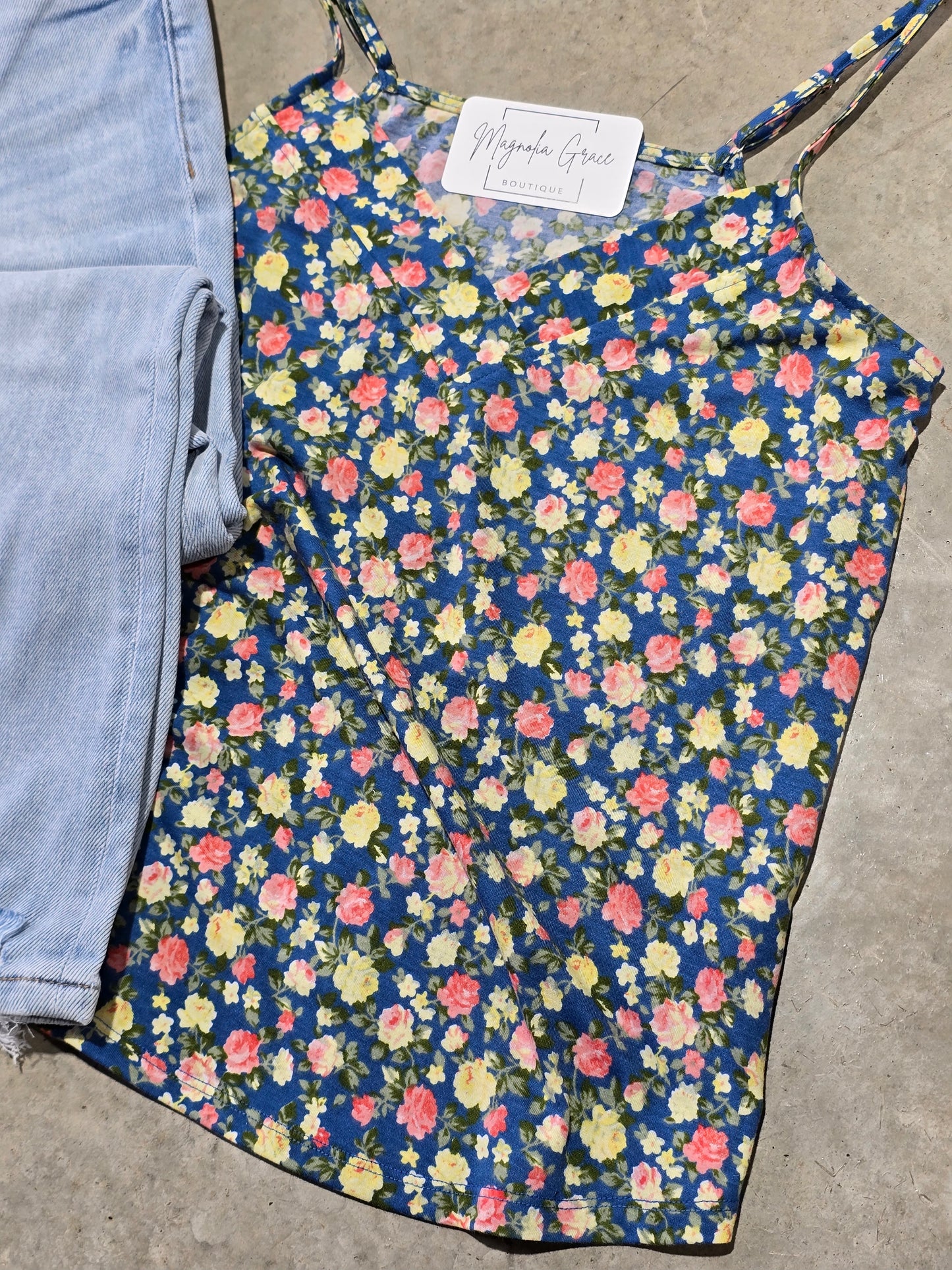 V Neck Floral Printed Tank Top