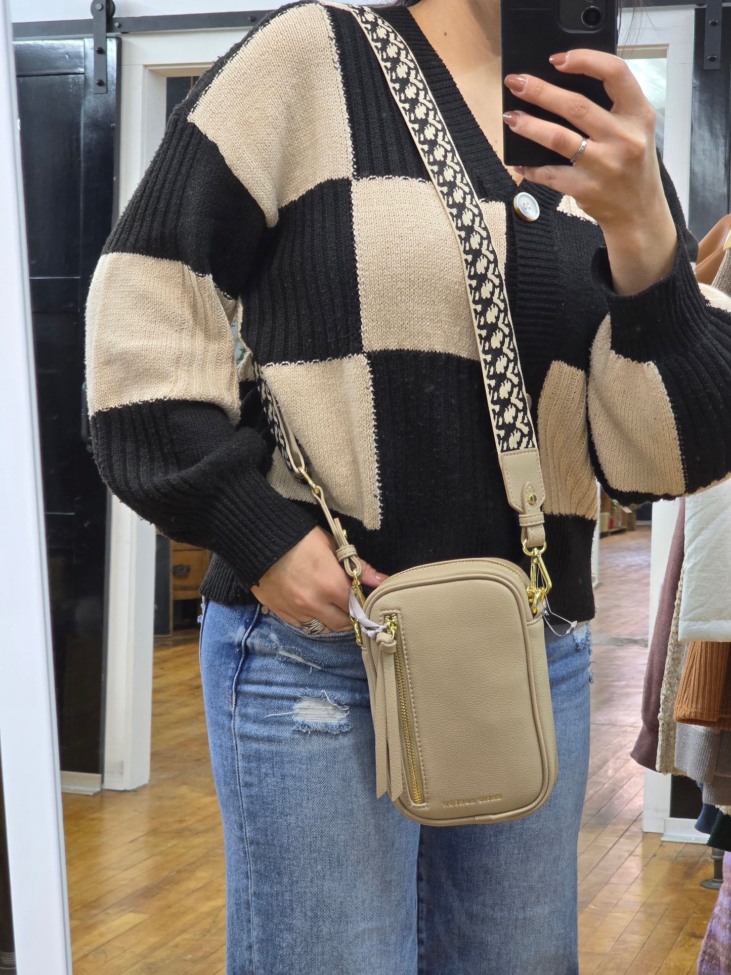 Hallie Small Crossbody Bag- Light Taupe