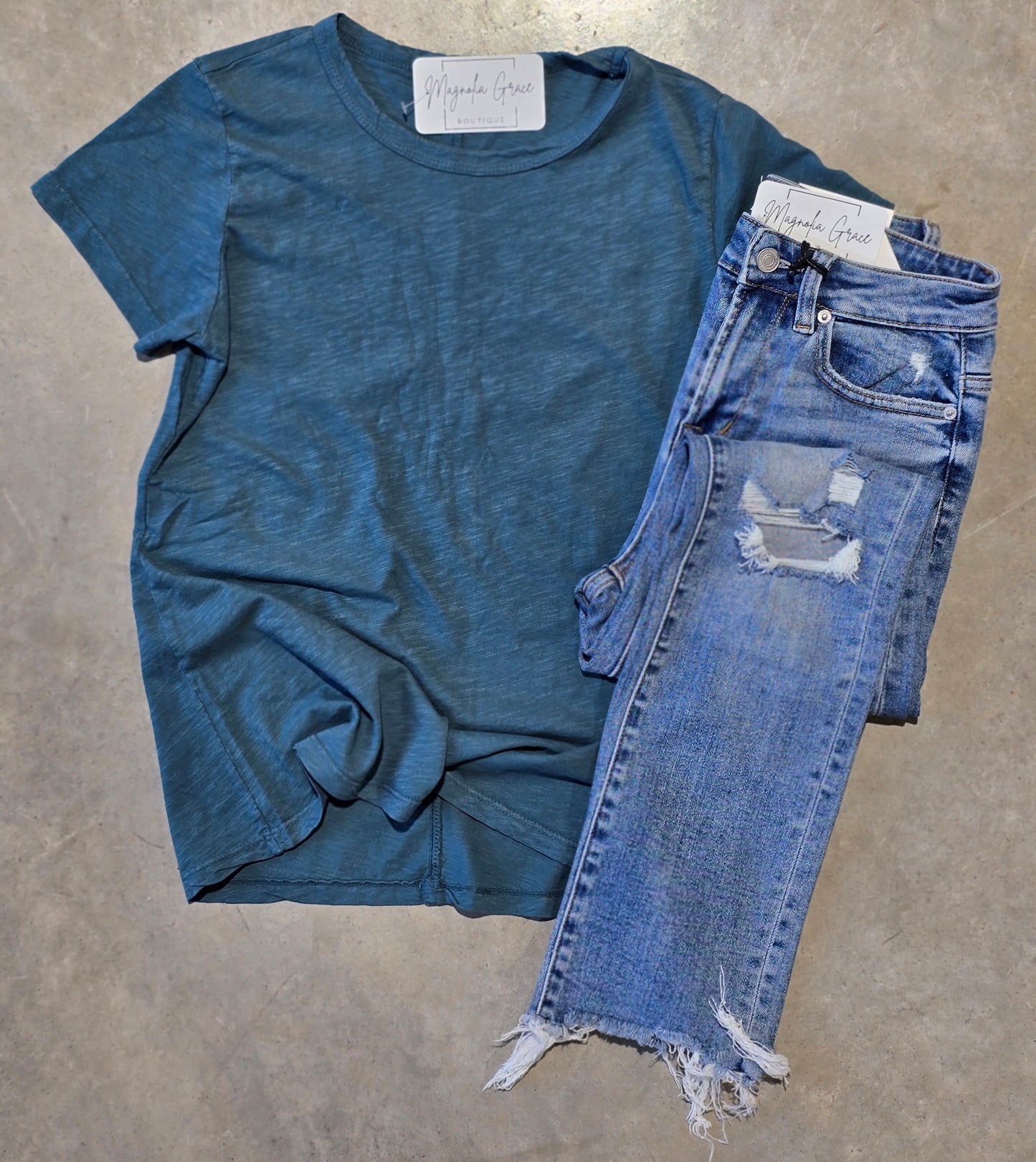 Teal Dyed Cotton Slub Tee