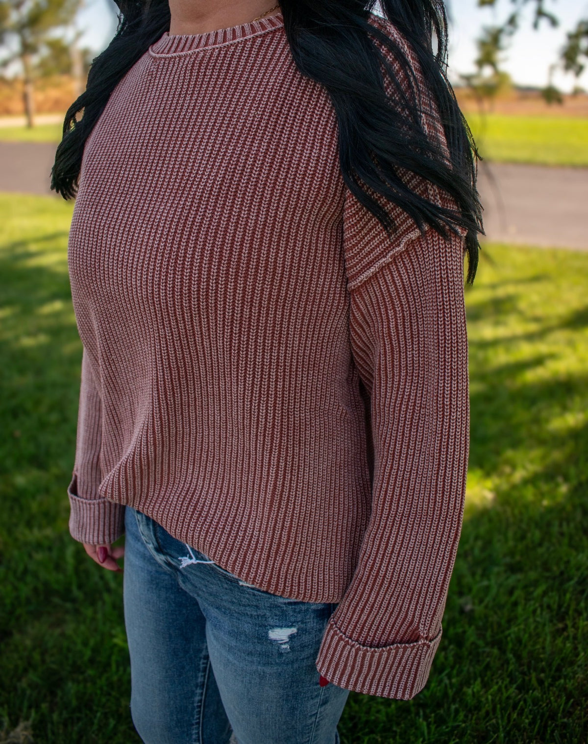 Washed Cuffed Sweater
