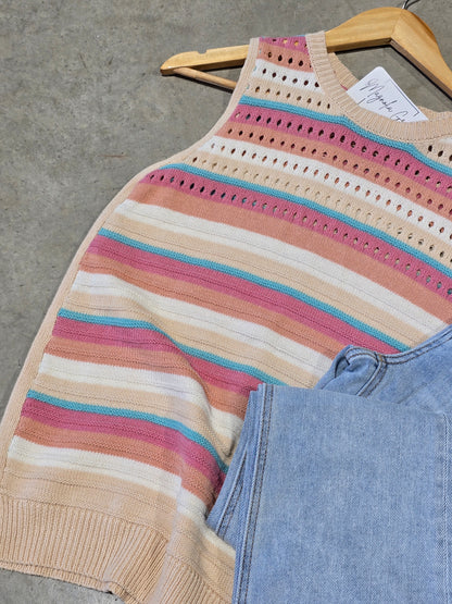 Multi Striped Crochet Tank