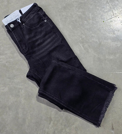 Black Raw Hem Cropped