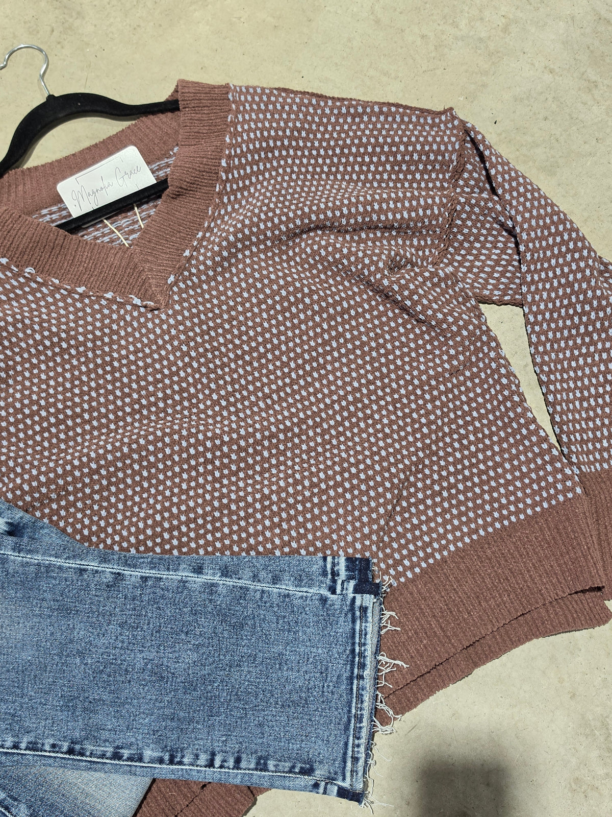 Contrast Stitch Reversible V-Neck Sweater