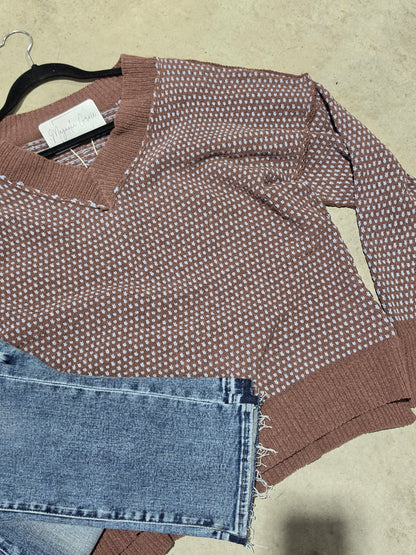 Contrast Stitch Reversible V-Neck Sweater