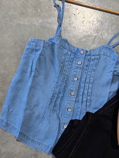 Chambray Pintuck Tank