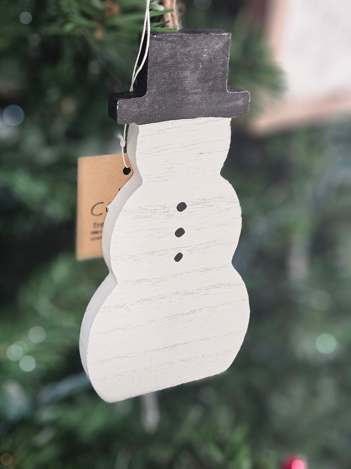White Wash Snowman Christmas Ornament