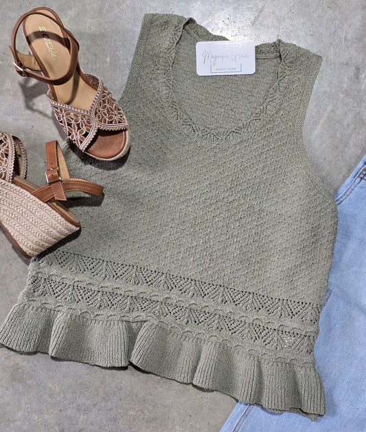 Ruffled Crochet Tank
