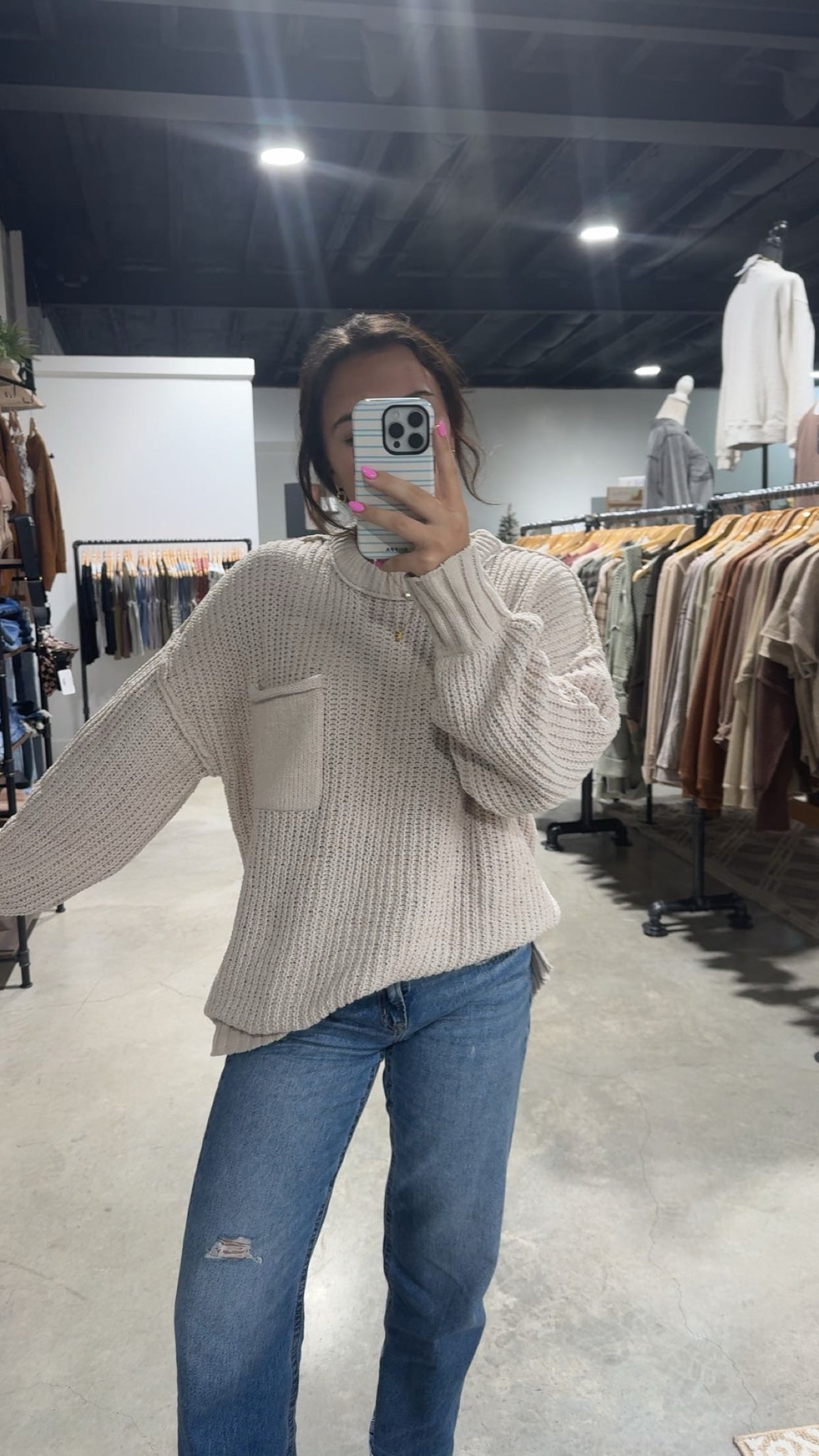 Pocket Chunky Knit Sweater