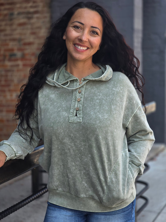 Olive Washed Hoodie