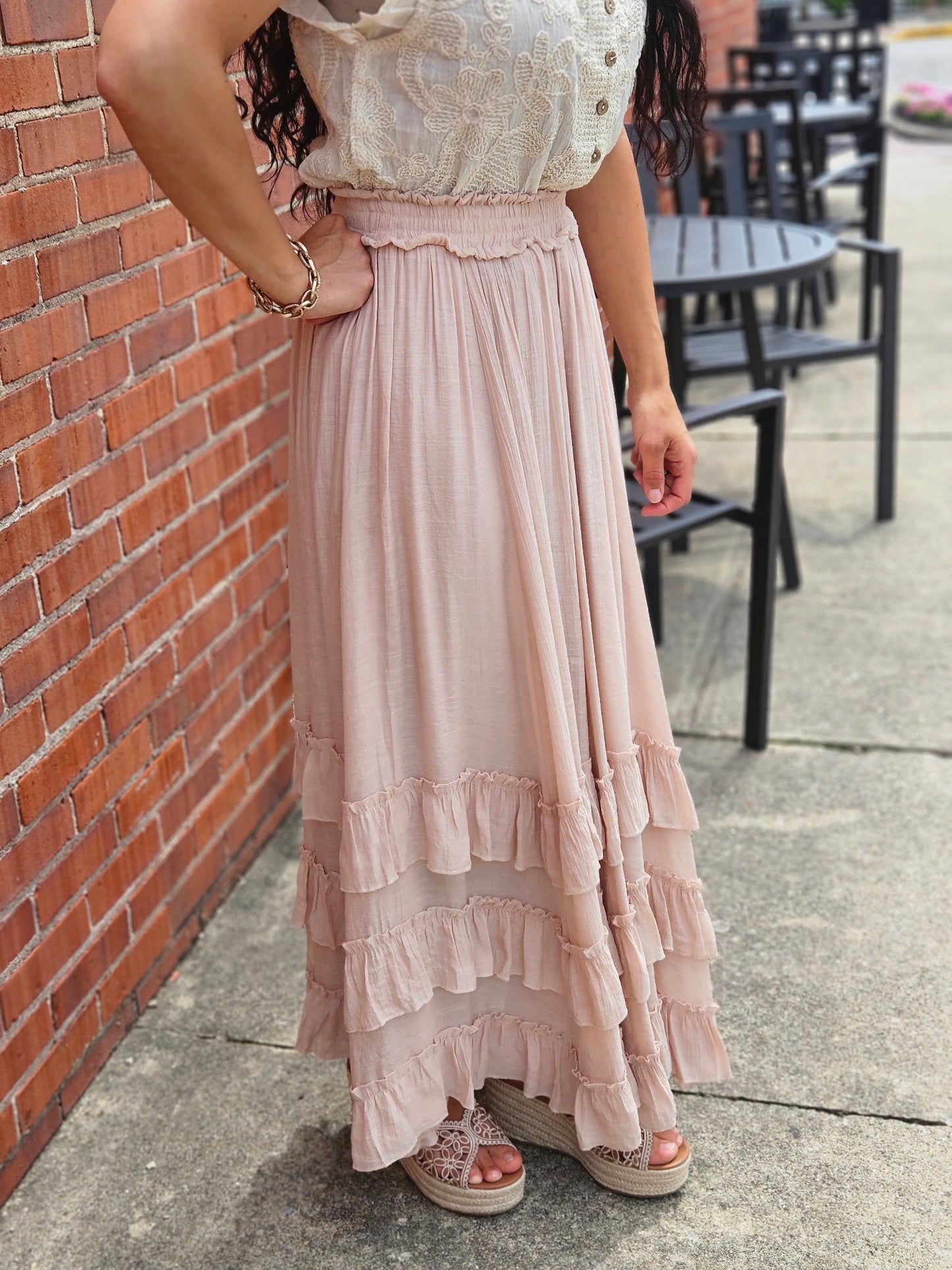 Flowy Tiered Ruffle Maxi Skirt