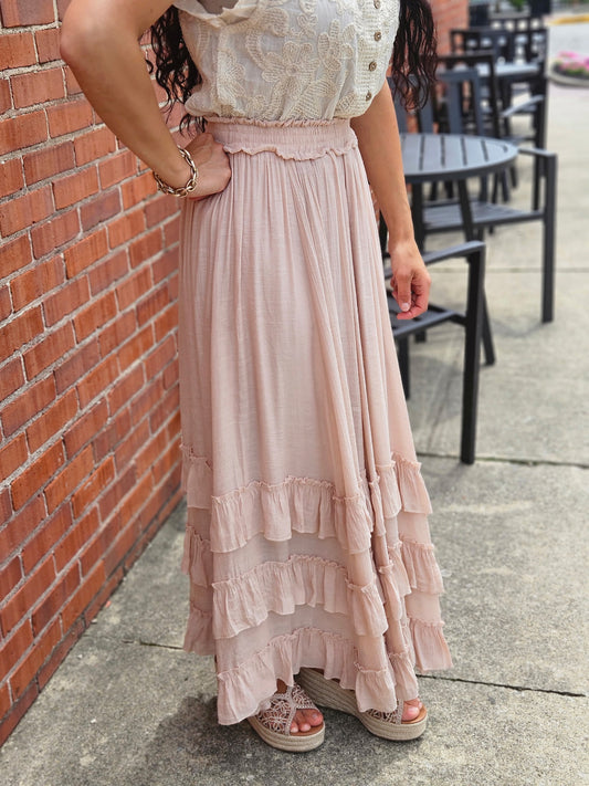 Flowy Tiered Ruffle Maxi Skirt
