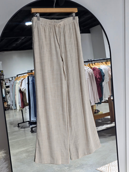 Linen Blend Wide Leg Pants