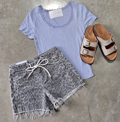 Lace Trim Ribbed Scoop Neck