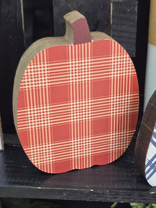 Plaid Pumpkin Sitter