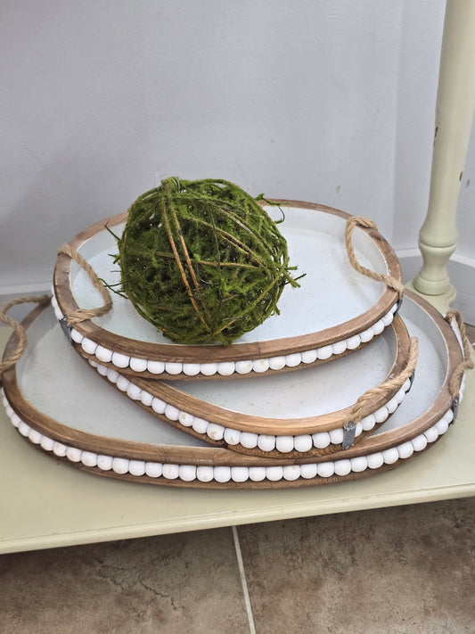 White Beaded Tray