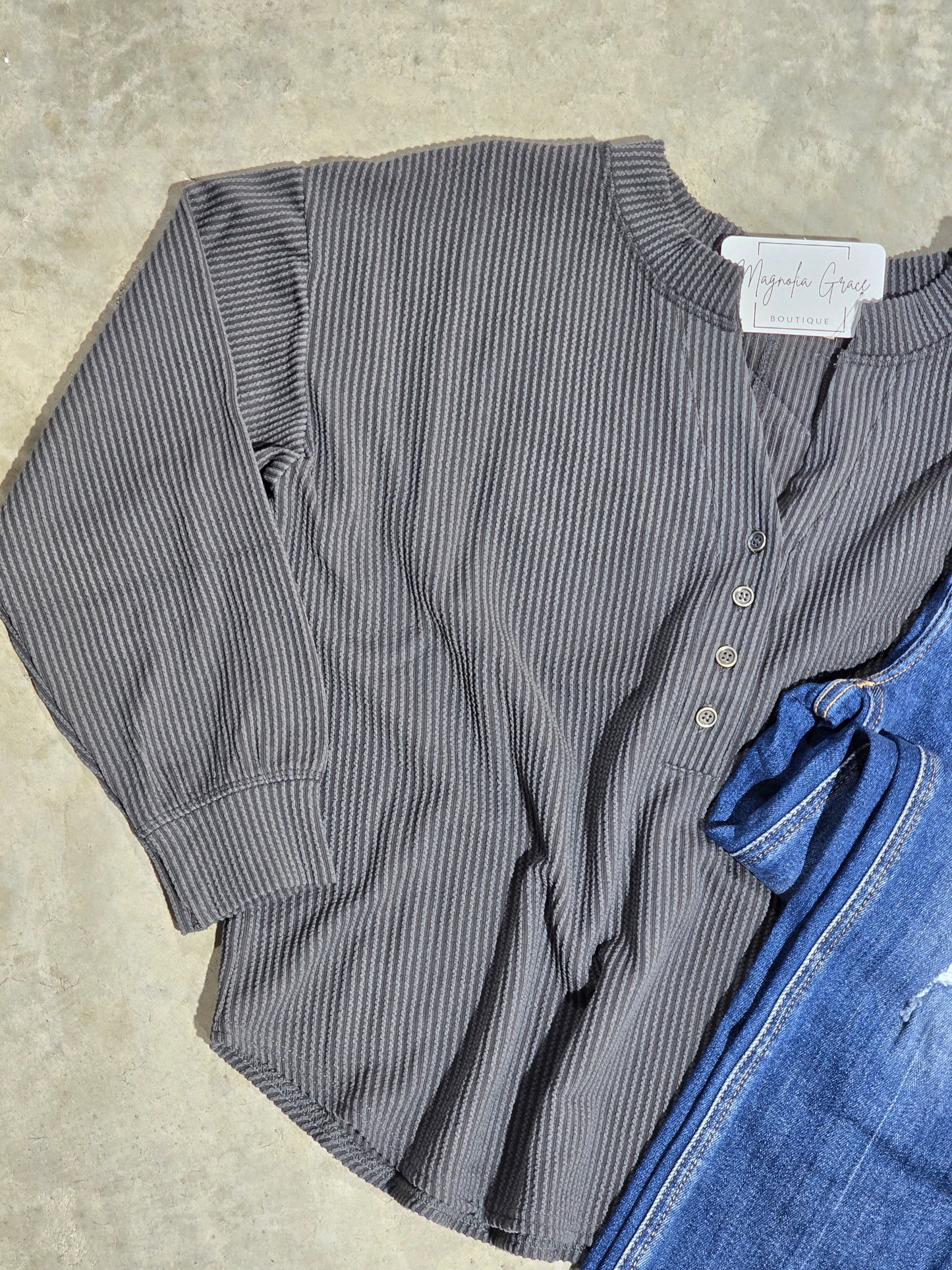 Washed Ribbed Henley