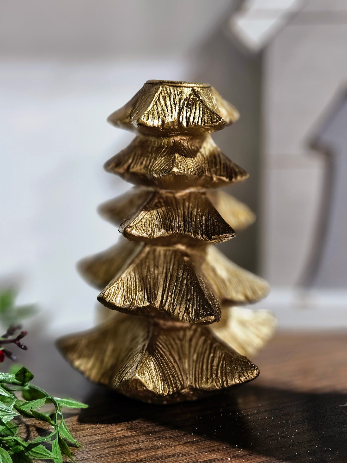 Gilded Fir Tree Taper Holder
