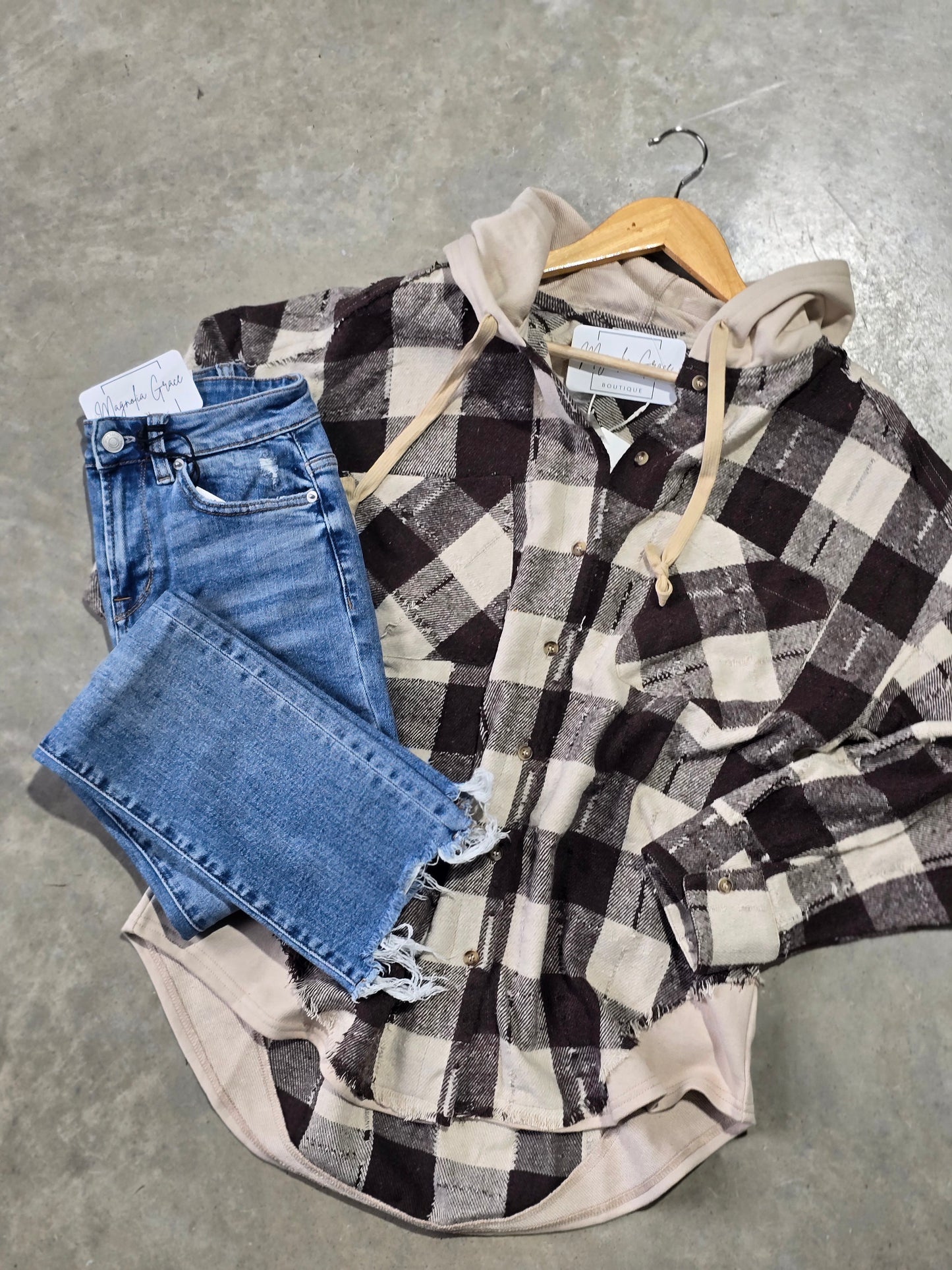 Flannel Hooded Button Down