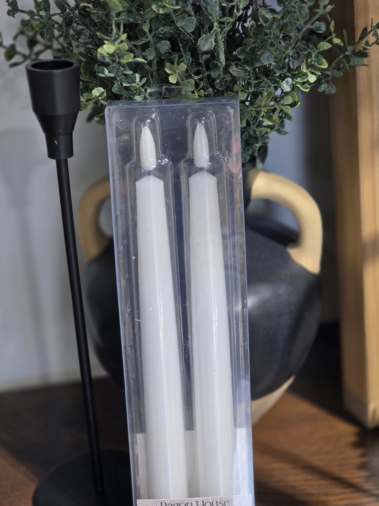 Set of 2 9.5in White Taper Candle