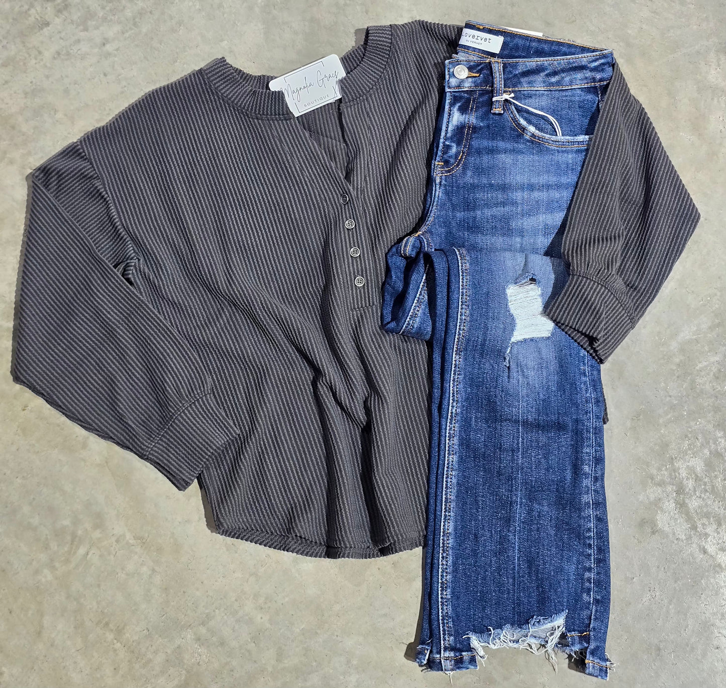 Washed Ribbed Henley