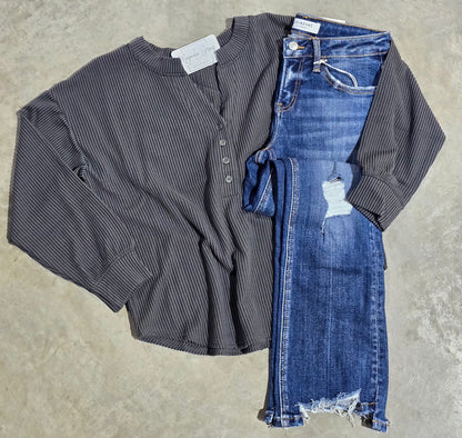 Washed Ribbed Henley