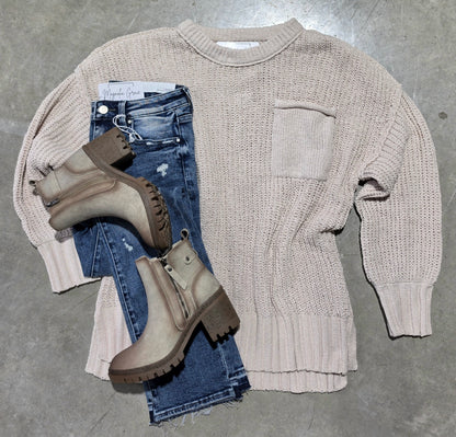 Pocket Chunky Knit Sweater
