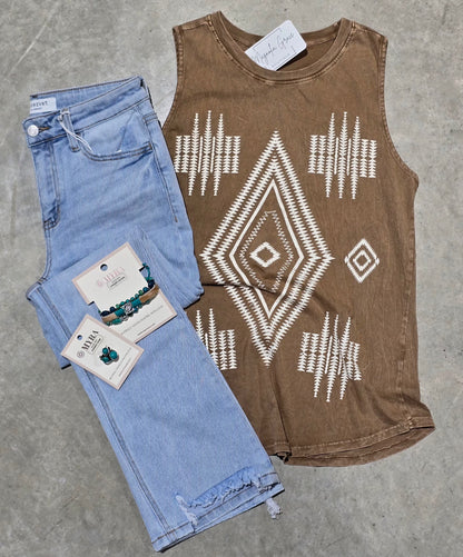 Tribal Aztec Boho Graphic Tank Top